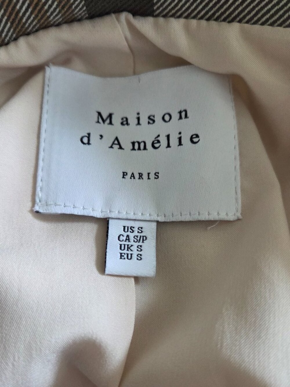 Plaid Double-Breasted Blazer Jacket in Cream - Picture 12 of 16